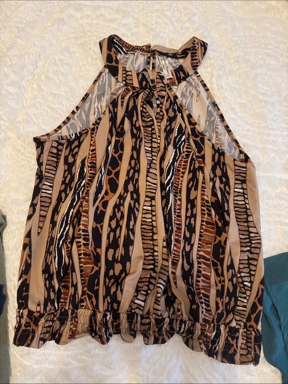 PerSeption Concept Brown and Black Animal-Print Halter Camisole